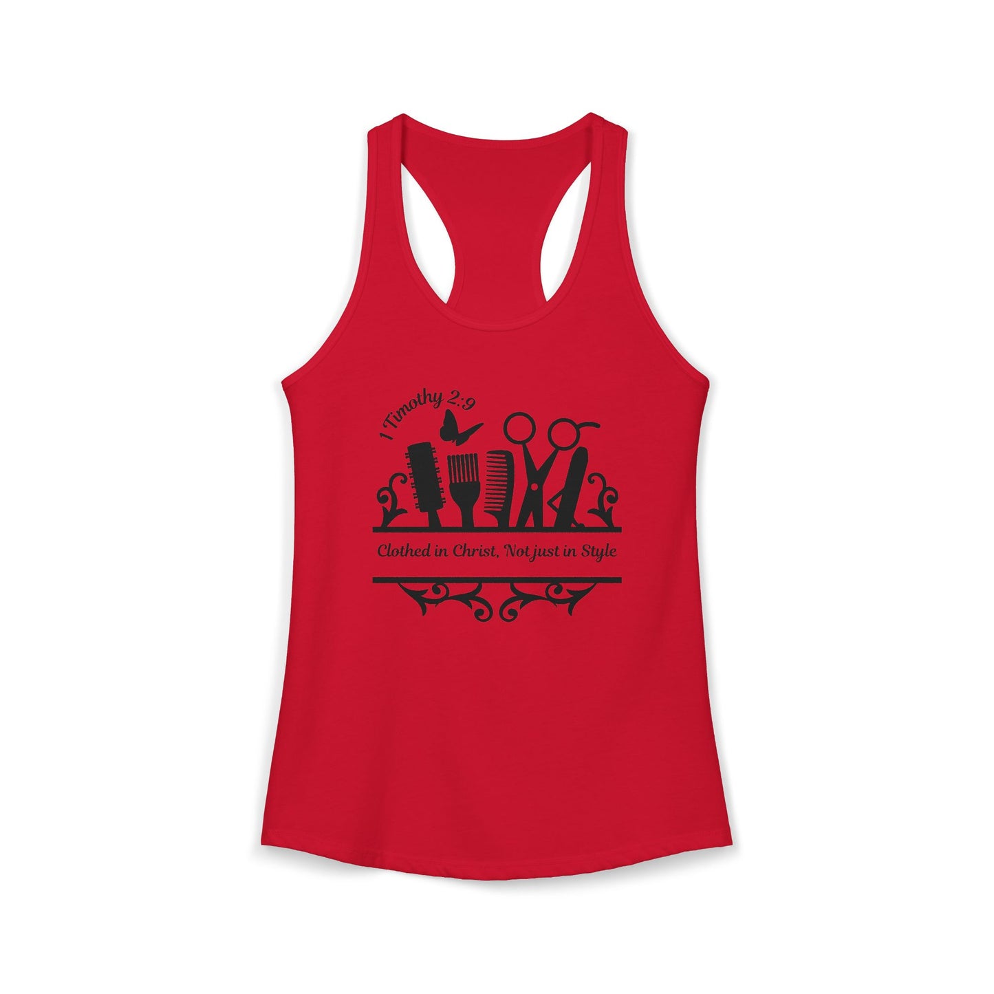 "Clothed in Christ, Not just Style" - Raceback Tank Top