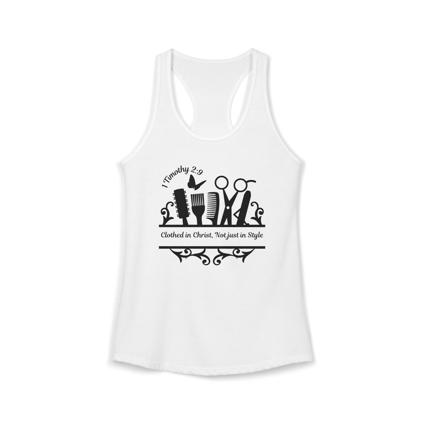 "Clothed in Christ, Not just Style" - Raceback Tank Top