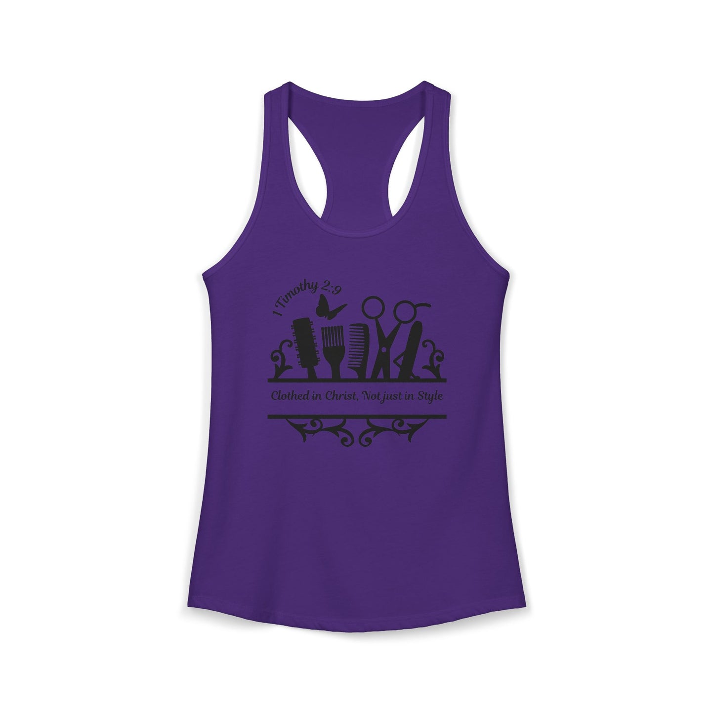 "Clothed in Christ, Not just Style" - Raceback Tank Top