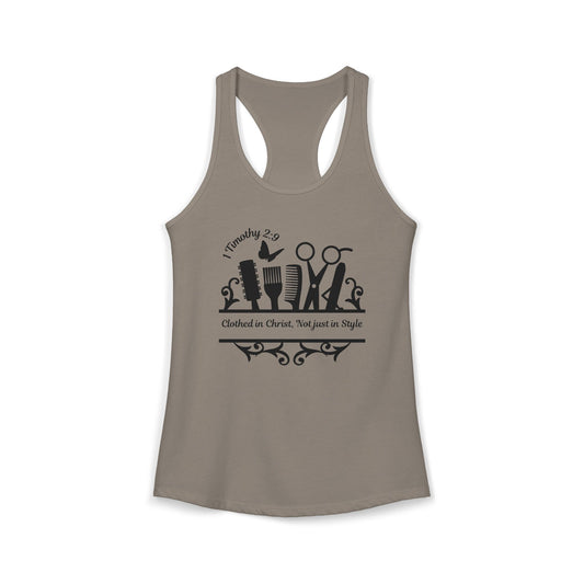 "Clothed in Christ, Not just Style" - Raceback Tank Top