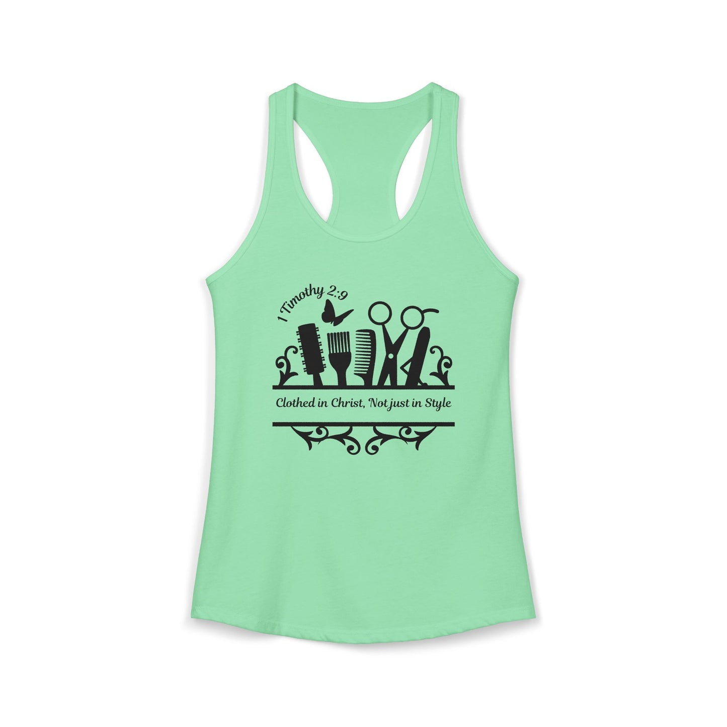 "Clothed in Christ, Not just Style" - Raceback Tank Top