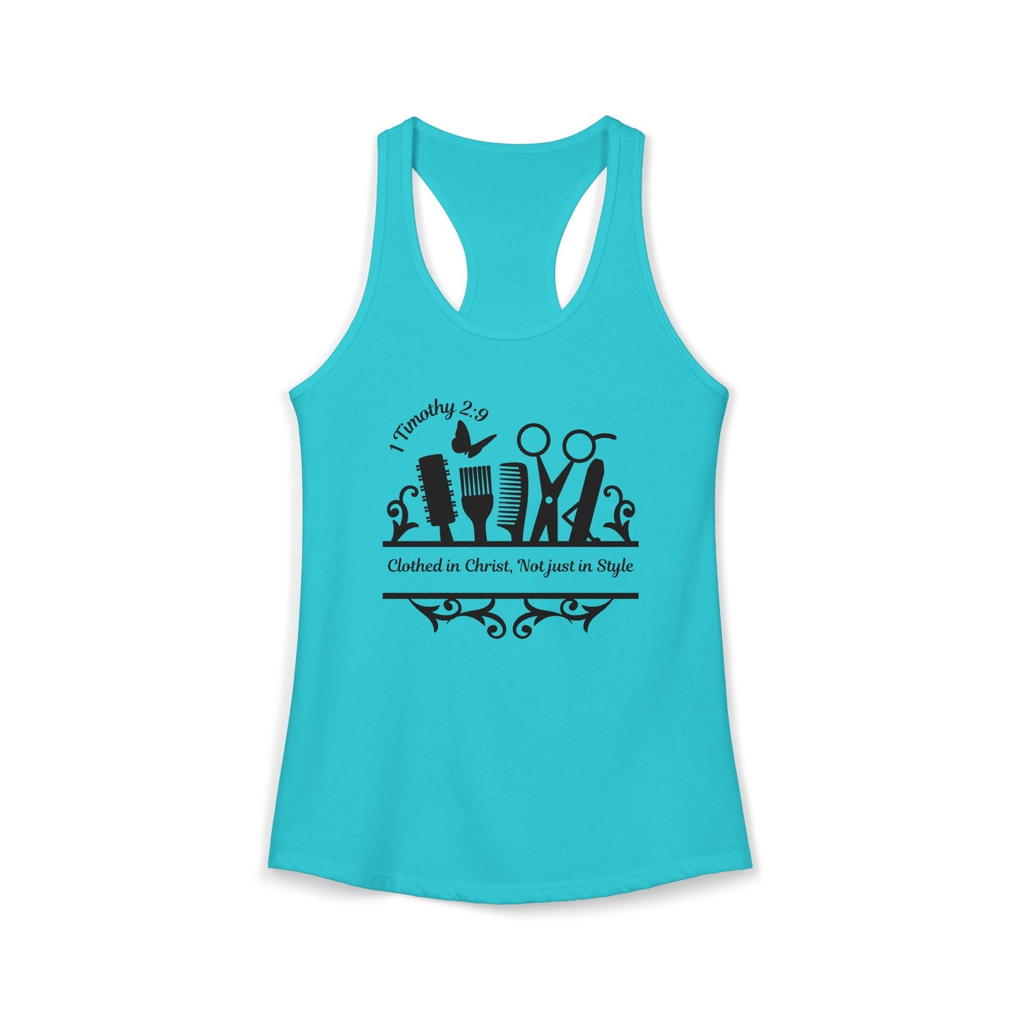 "Clothed in Christ, Not just Style" - Raceback Tank Top